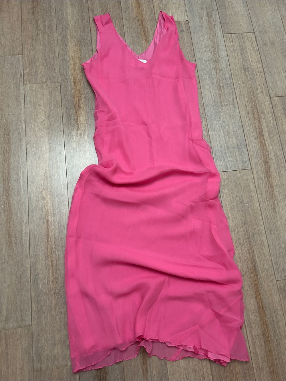 VTG Marian Clayden Pink Silk Chiffon V-neck elegant wedding guest dress L